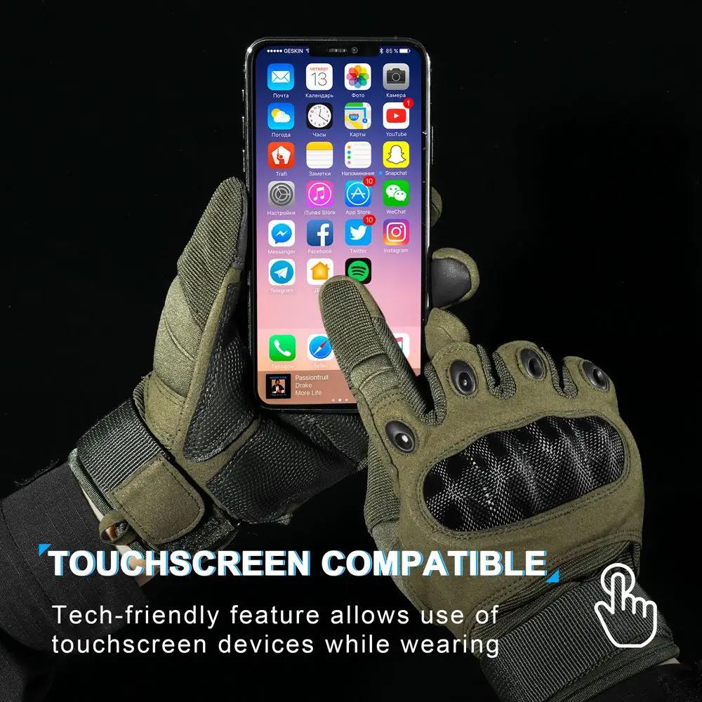 Tactical Men Full Finger Gloves Hard Knuckle Touch Screen Non-slip Wear-resistant Gloves for Outdoor Airsoft Hunting Hiking