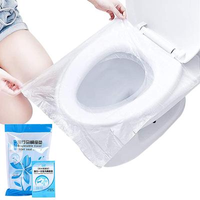 50 PCS biologisch abbaubare Einweg-Toilettensitzabdeckung aus Kunststoff, tragbare Sicherheits-Reise-Badezimmer-Toilettenpapierauflage, Badezimmerzubehör