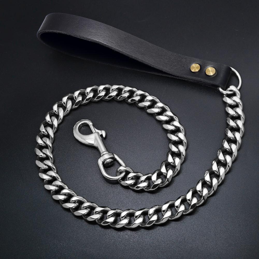 Hundehalsband und Leine aus Edelstahl 304, superstarkes Hundehalsband aus Metall, Choke, Silber/Gold, Haustier-Führstrick für Partys