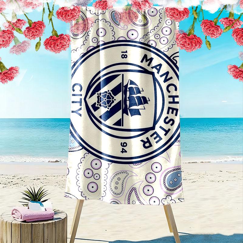 Man City Print Beach Towel, Large Soft Quick Dry Towel for Beach Camping Swimming