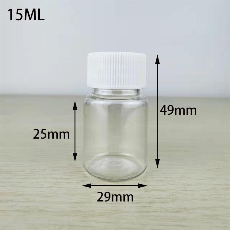 30, 100, 250 ml transparente PET-Weithalskapselflasche mit versiegeltem Deckel