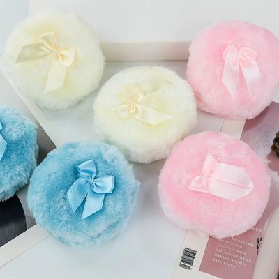 Plüsch-Make-up-Puffs Professionell Schleife Rund Kosmetisch Weich Flauschig Puderquaste Niedliche Schleife Schwamm Foundation Make-up Beauty