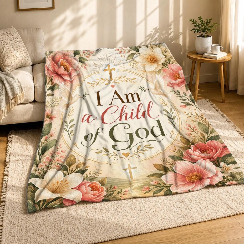 I Am A Child Of God Coral Fleece Blanket Christian Faith Decor