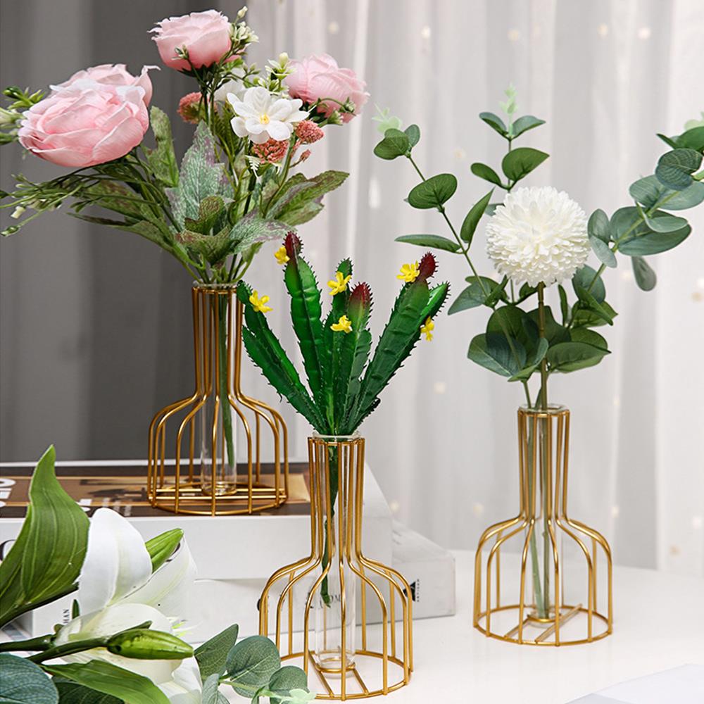 Minimalist  Iron Flower Vase Metal Flower Stand Desktop Vase Hydroponic Vase Home Decoration Hollowed Out Creative Simple