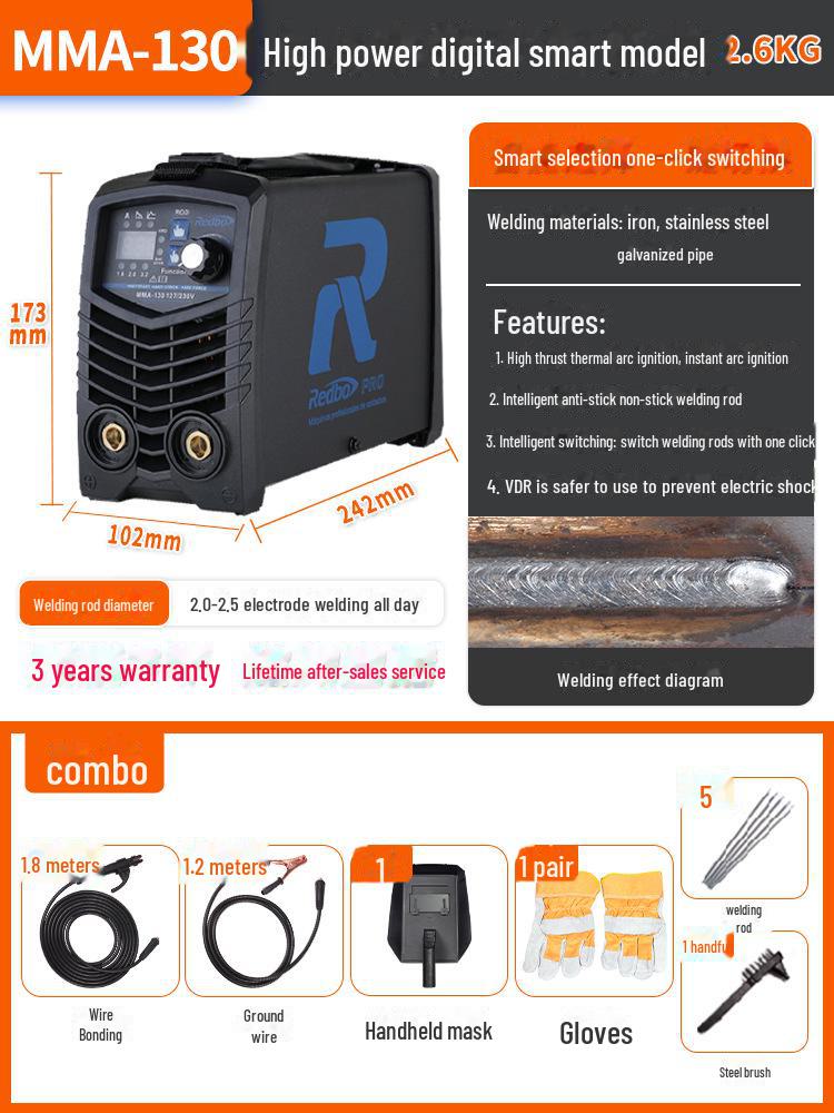 Aparat de sudura Rambo cu dublă tensiune, fără gaz, 110V/220V, capabil de arc cu argon, uz casnic