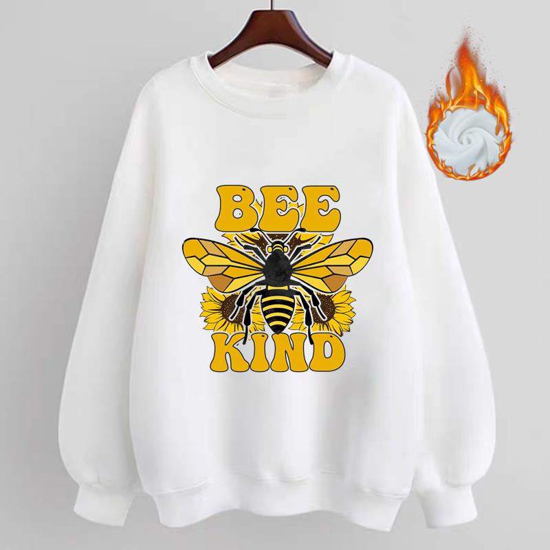 

(Asian Size) Women Print Bee Flower Lovely Trend 90s Casual Pullovers Fall Autumn Winter Lady Spring Fleece Clothes Fashion Graphic Sweatshirts