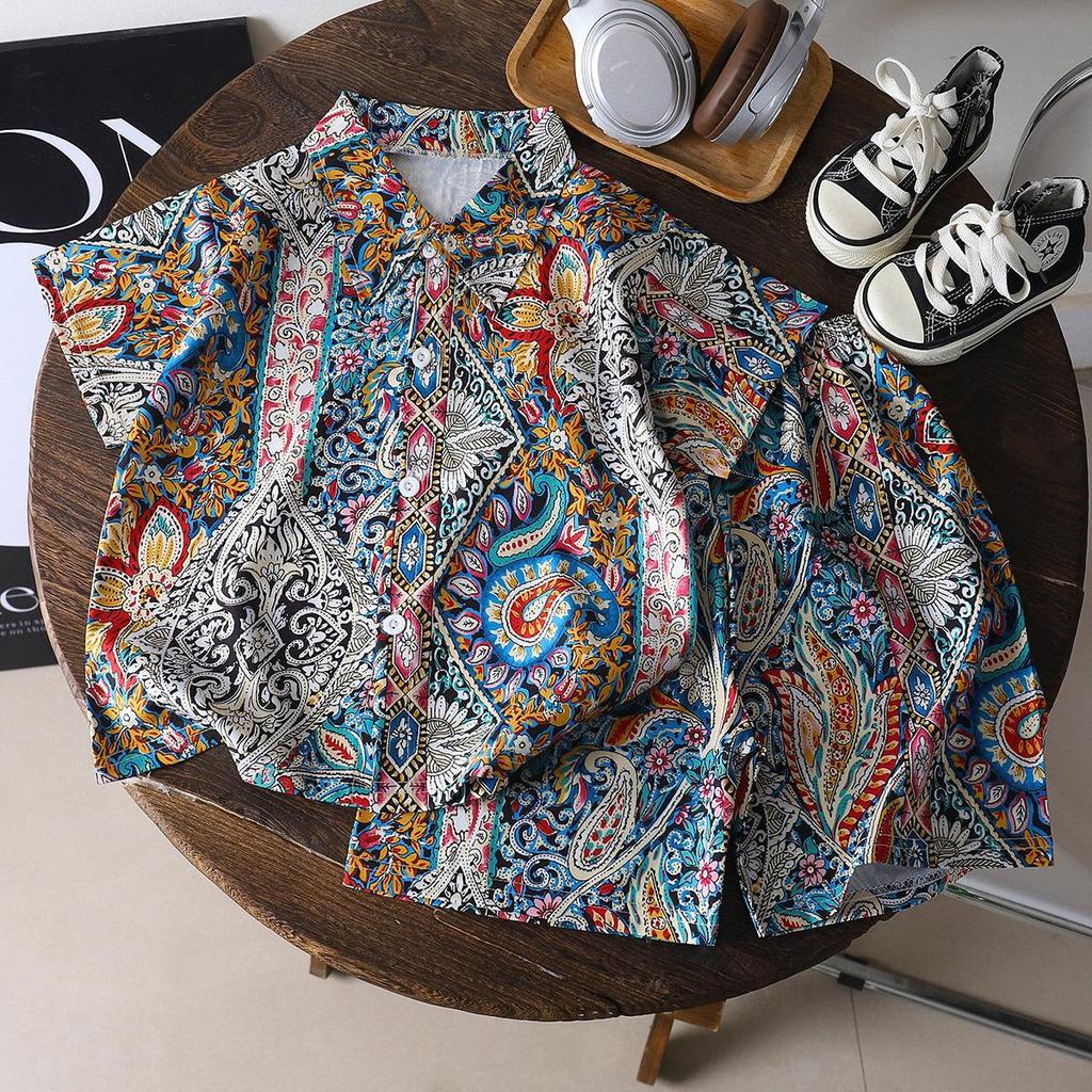 Trendy Summer Beach Short Sleeve Set for Kids – Handsome Two-Piece Outfit