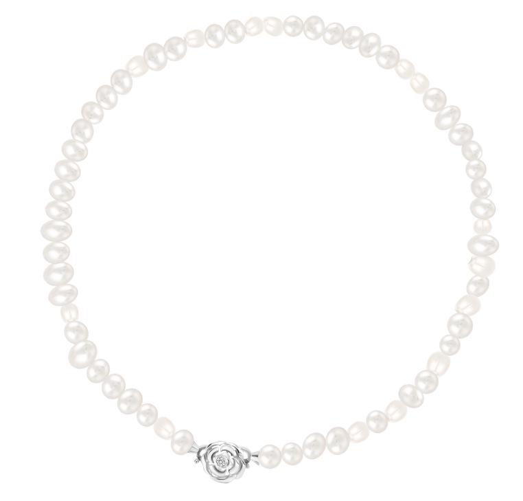 

Baroque Pearl and Camellia S925 Sterling Silver Necklace for Women - Light Luxury Clavicle Chain, Perfect Gift for Mother s Day. 925 Silver