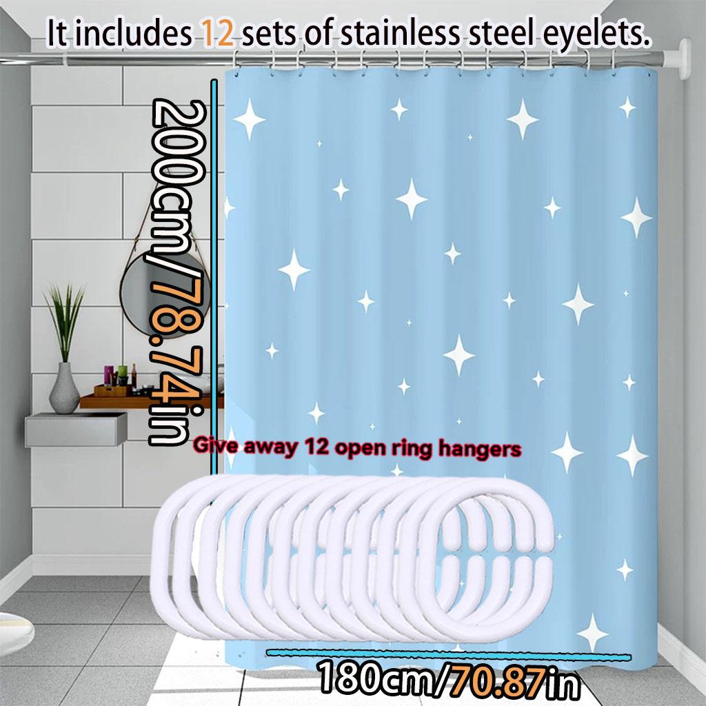 Blue Star Shower Curtain Waterproof Bathroom Curtain Dream Starry Wind Bathroom Dry and Wet Separation Curtain PEVA Material Sho