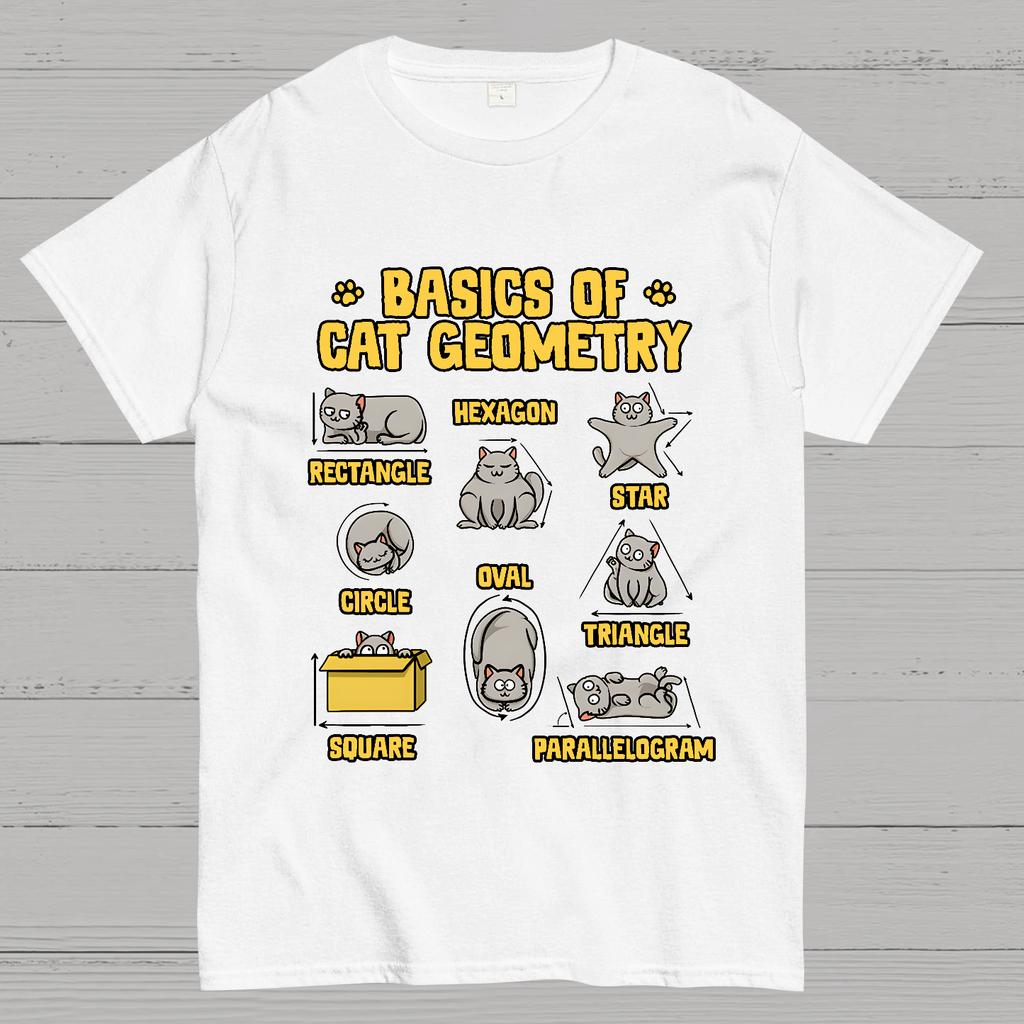 Basics of Cat Geometry Cotton Summer Casual Cool Loose T-Shirt