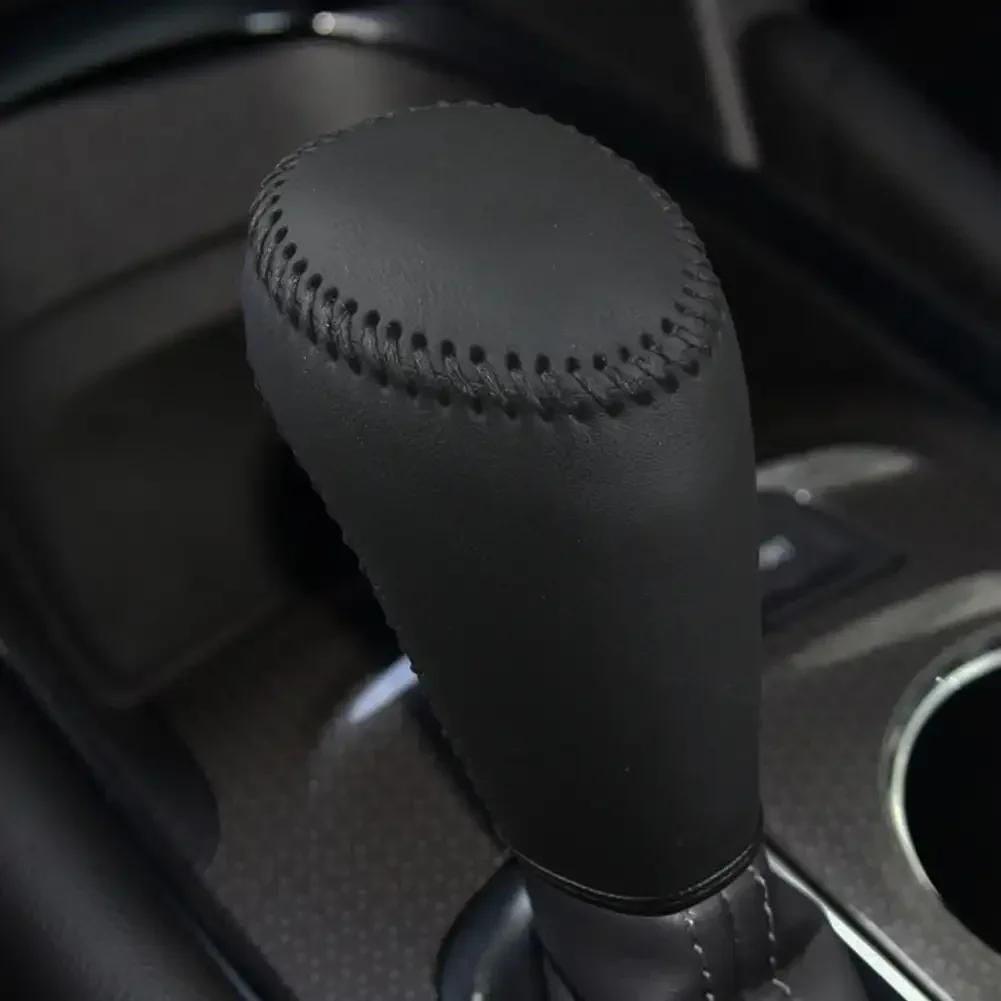 Car Leather Carbon Fiber Gear Head Shift Collars Cover for Chevrolet Chevy Malibu XL 2016-2020 Equinox 2017-2019 Cruz 2017 2018