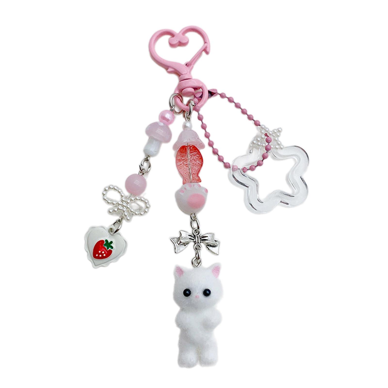 

Милый флокированный брелок с изображением кота, звезды и сердца, кулон, милые подвесные украшения, брелок для ключей, подвеска для кошелька, сумки, рюкзака, сумки 1pc розовый