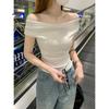Korean Style Pure Desire One-Shoulder Slim Fit Short Sleeve T-Shirt for Women - Spring/Summer Collection