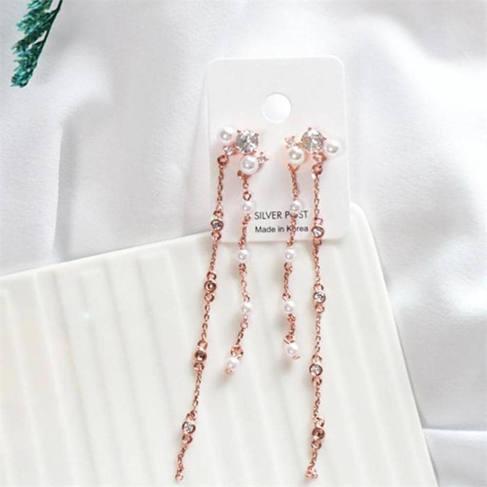 Women's Tone-Up Cubic Wedding Curtain Point Shabang Earrings (9582956)