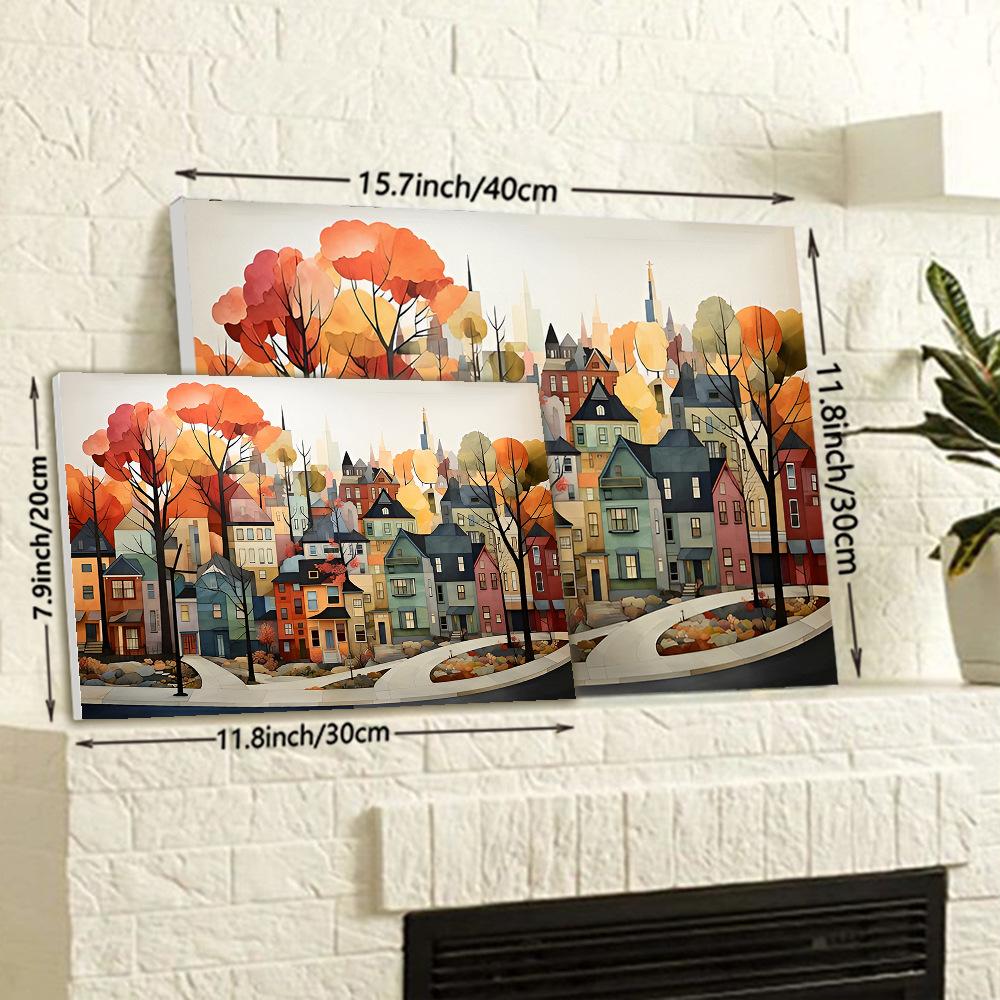 Dipinto su tela con paesaggio di villaggio con cornici Arte da parete Quadro da appendere Disegna Soggiorno Decorazione per la casa Regalo di compleanno