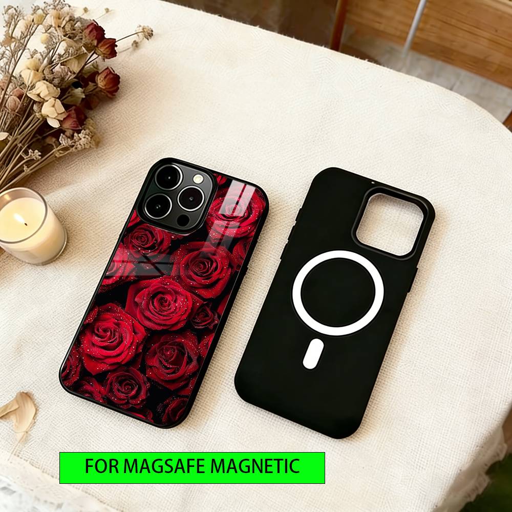 Flower  Phone Case For iPhone17,16,15,14,13,12,11 Plus,Pro Magnetic For Magsafe Wireless Charging