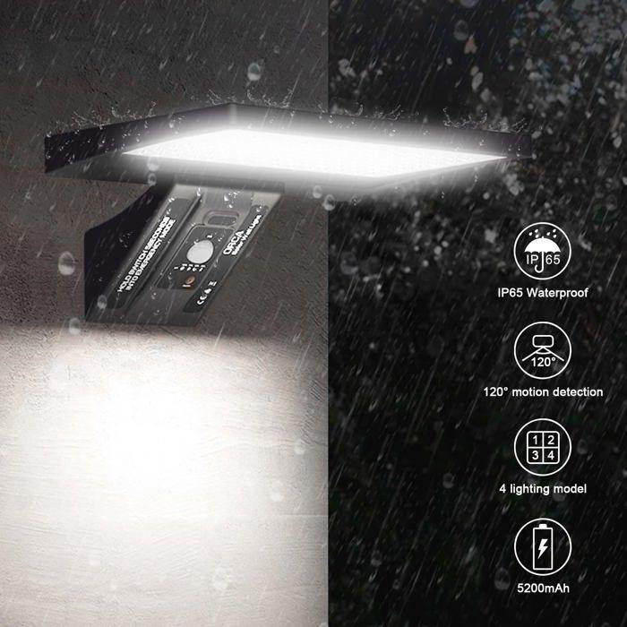 Lampe Solaire Exterieur - AIMOONSA - 104 LEDs - 150° Détecteur de Mouvement - IP65 - 1200 Lumens