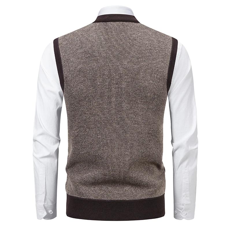 Men's V-neck Knitted Sweater Warm Autumn Winter Diamond Grid Twisted Flower Casual Fashion Versatile Knit Top