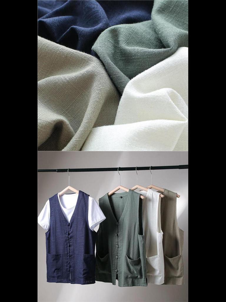 Men's Retro Cotton-Linen Sleeveless Vest