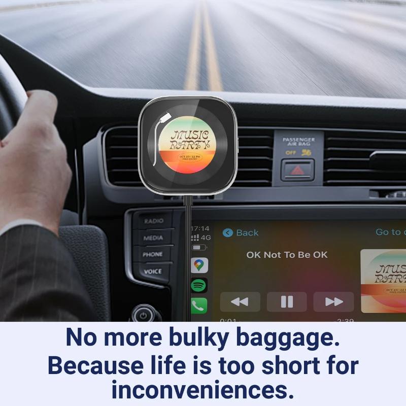 Wired To Wireless CarPlay Converter, Car Smart Connectivity and Entertainment System Adapter, Upgraded Air Freshener Clip