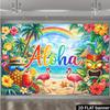 2D Summer Hawaii Aloha Tiki Mask & Flower Photo Booth Background