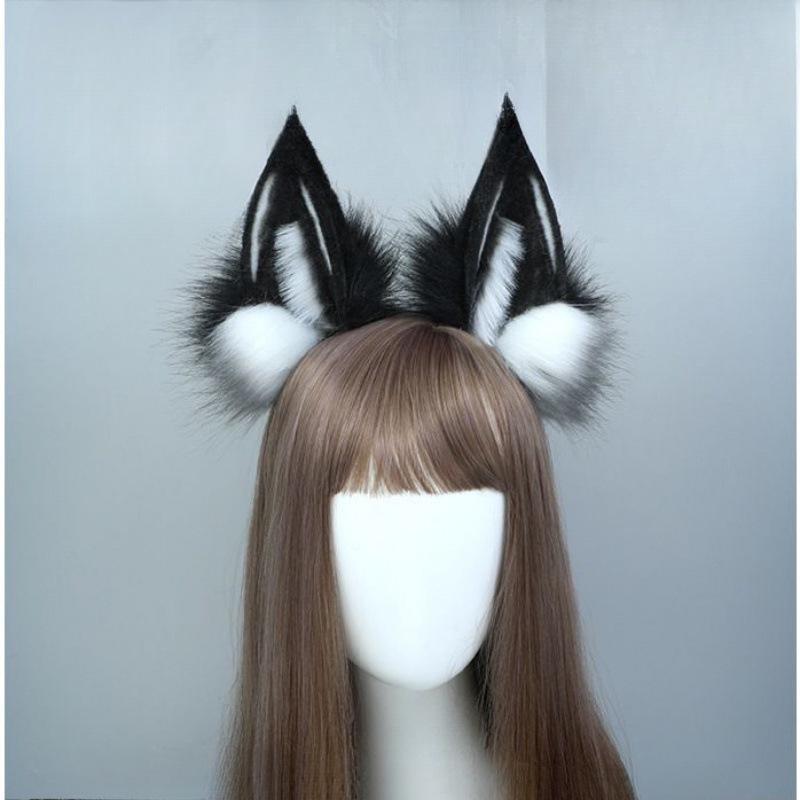 Plush Animal Ear and Tail Set - Cat Ears, Wolf Ears, and Tail Headband