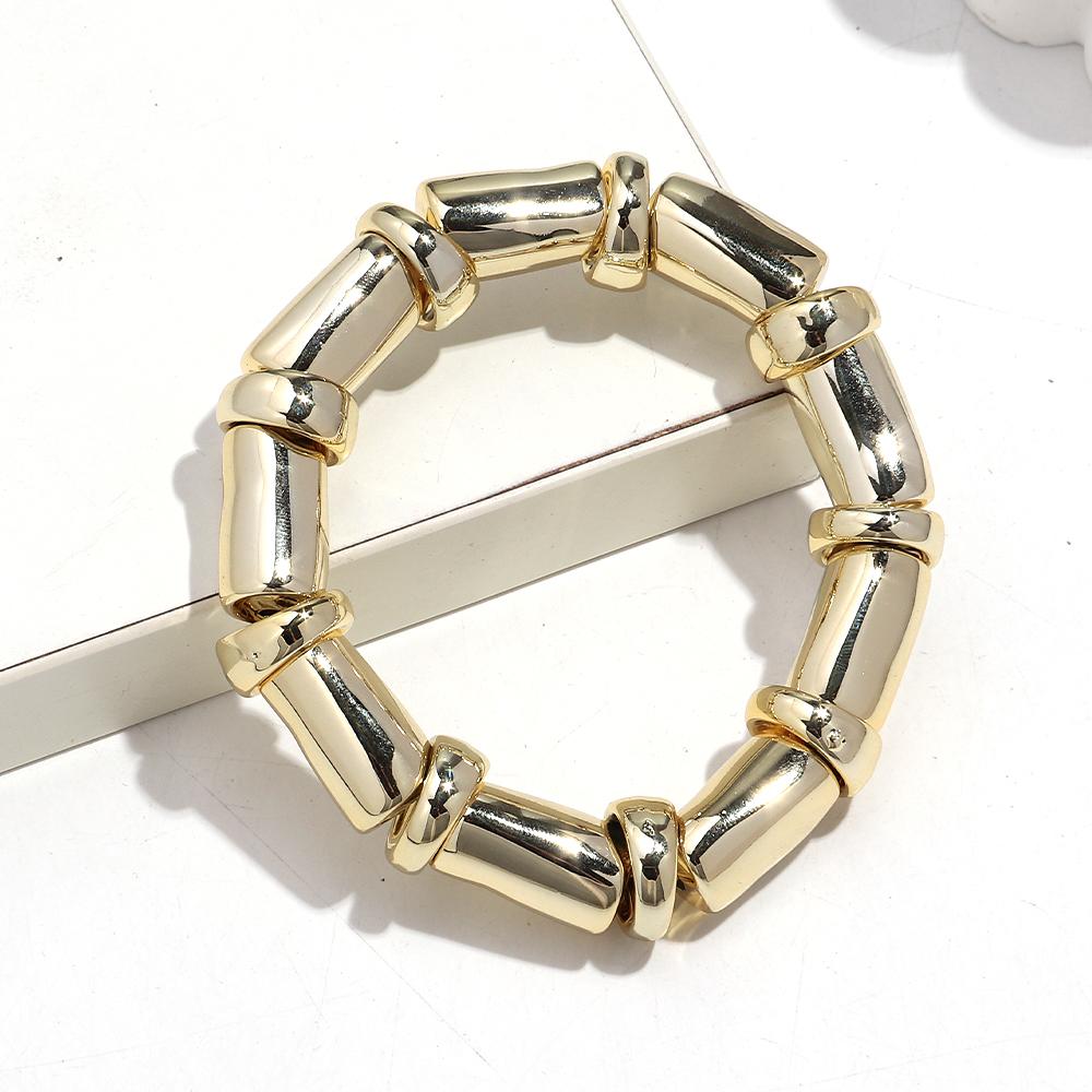 Vintage Acrylic Bamboo Beads Bracelets for Women Fashion Resin Chunky Tube Beaded Stretchy Stackable Bracelet New Jewelry Gift