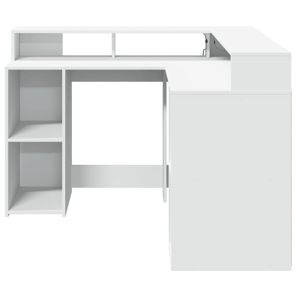 Biurko Z Podświetleniem Led, Białe, 130X130X91 Cm