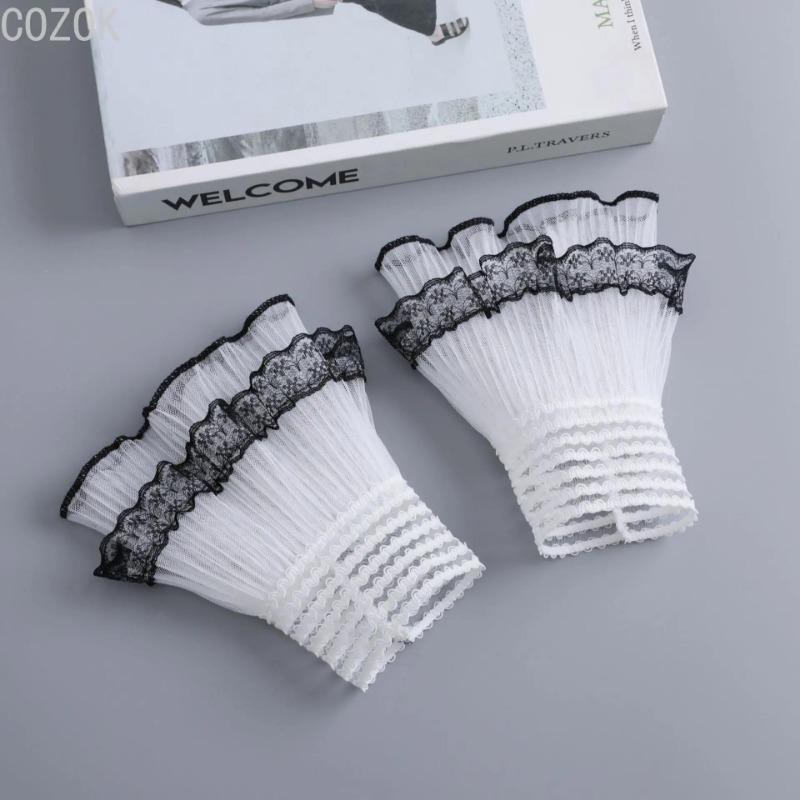 DIY Abnehmbare Manschetten Manschettenverlängerung Stickerei Spitze Gänseblümchen Falsche Ärmel Elastisch Wildes Handgelenk Plissiertes Organ Lolita Falsche Ärmel