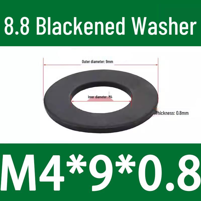 8.8 High-Strength Blackened Metal Flat Washer Spacer, Galvanized and Thickened, Sizes: M3-M12.