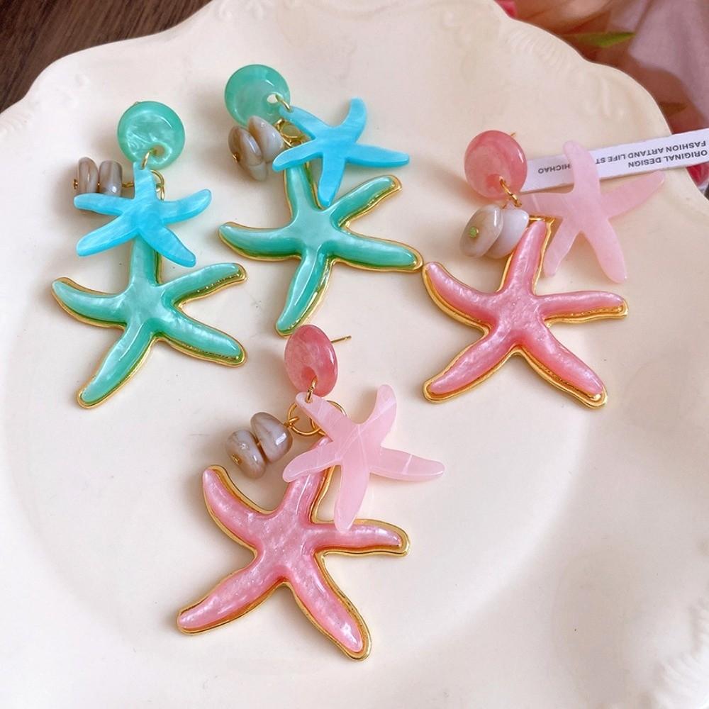 Candy Color Ocean Starfish Stud Earrings Shell Starfish Ear Pendant  Summer Beach