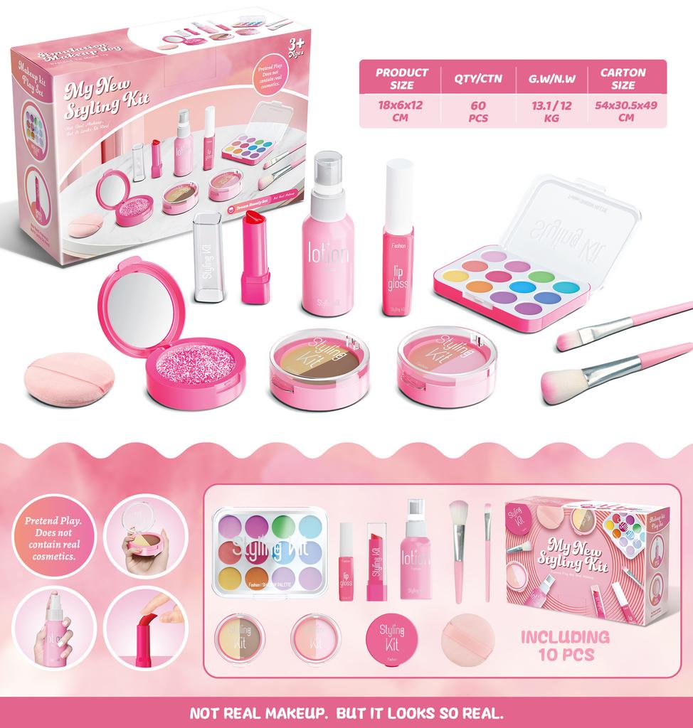 Girl Children Simulation Cosmetics Princess Makeup Lipstick Nail Play House Toy Set (Non-Smear)