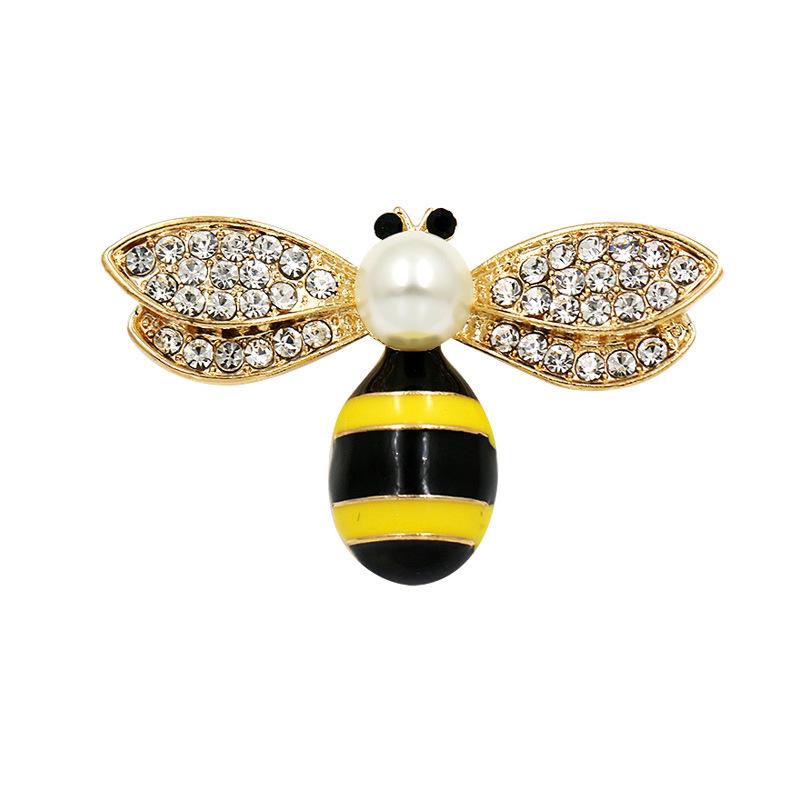Nowy Styl Broszka Pszczoła z Kroplami Oleju - Urocza Pins Zwierzęcy na Kołnierzyki i Dodatki do Odzieży
