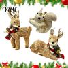 Handcrafted Seasonal Gift Items Handmade Straw Deer/Squirrel Christmas Ornaments with Scarf, Retro Pastoral Style Stable Craft Rustic Animal Figurines