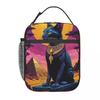 Egyptian Cat Pattern Insulated Lunch Bag for Women Office Cooler Thermal Food Box Tote Portable Lunch Boxes Container