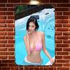 Placca Metallica HD Vintage Ragazza Asiatica in Bikini Rosa nella Vasca Idromassaggio Arte Murale in Metallo Decorazione Retrò per Casa Bar Caffè