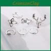 Elegant Bohemian Gypsy Elk Head Triangle Turquoise Arrowhead Alloy Ring Set For Women And Men