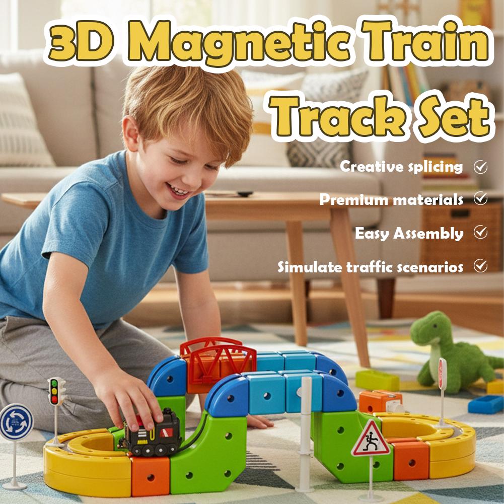 Children Magnetic Rail Car Cube Toys DIY Building Blocks Educational Toy Magical Track Train Construction Kids Christmas Gifts
