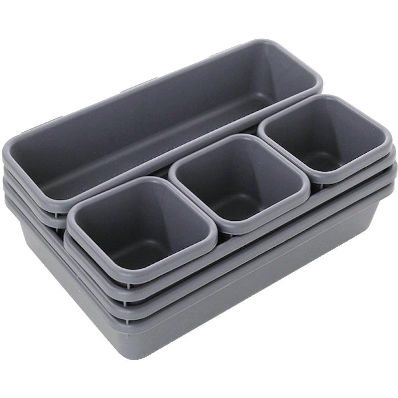 

8 шт. Коробка для зберігання в шухляді Роздільник Лоток для зберігання для макіяжу Ювелірних виробів Кухні Ванної кімнати Контейнер для зберігання Органайзер для дому сірий колір