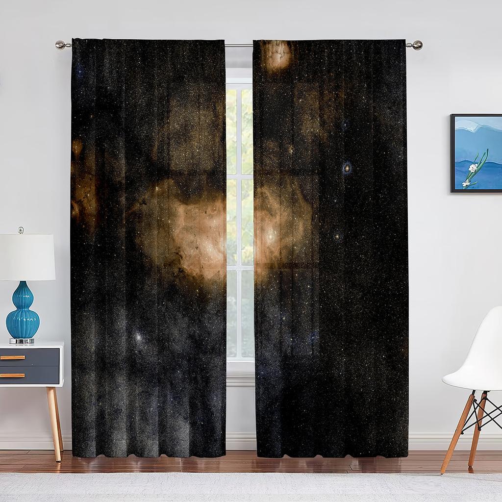 Sternenhimmel-Weltraum-Vorhang mit transparentem Voile, Galaxie-Universum, transparenter Chiffon-Tüll-Fenstervorhang für Wohnzimmer- und Schlafzimmer-Dekoration