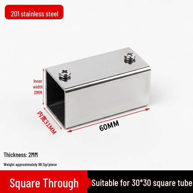 Stainless Steel Four-Way Square Tube Connector (20/25/30mm)