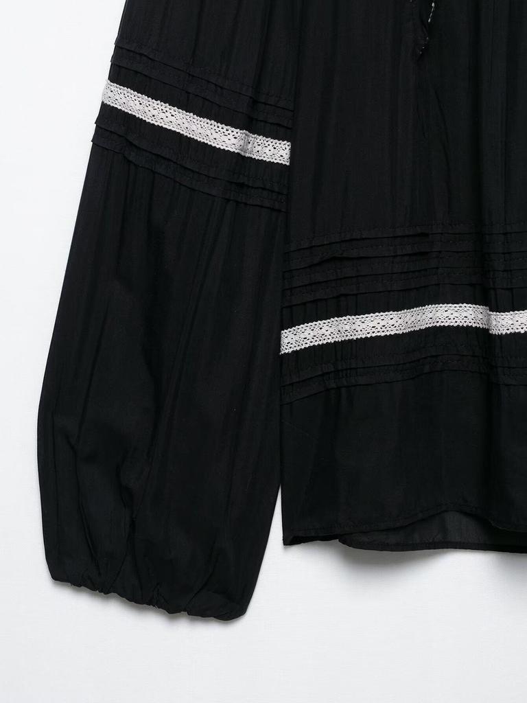 Spring 2025 European & American Women's Patchwork Embroidery Fashion Loose Top
