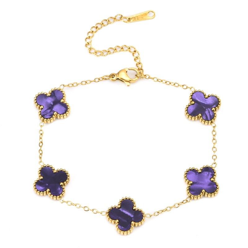 

Двосторонній браслет-мушля з титанової сталі у формі конюшини, який не вицвітає, жіночі легкі розкішні аксесуари високого класу 18K