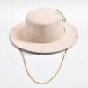 Nuovo Design Moda Cappello Fedora Per Donne Uomini Decorazione Catena Metallica Cappello Jazz Party Cappellini da Chiesa