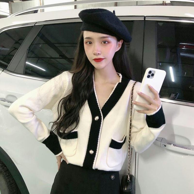 Xiaoxiangfeng sweater jacket women's autumn outer with thin knitted cardigan new V-neck clothing