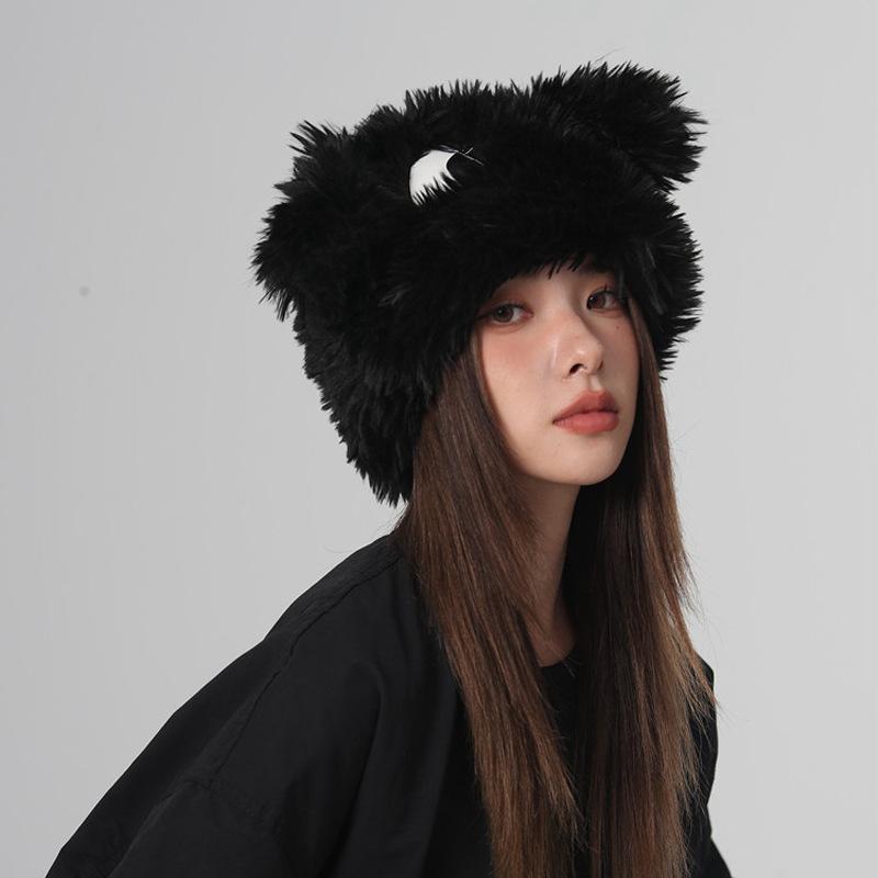 Cartoon Big eared Puppy Plush Hat Korean Style Female Autumn and Winter Cute and Funny Thickened Warm Photo Hat