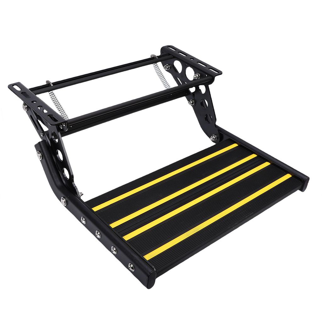 Manual Folding RV Step Single Ladder Anti Slip 440lbs Load Capacity Aluminum Alloy RV Entry Stair for Van Motorhome