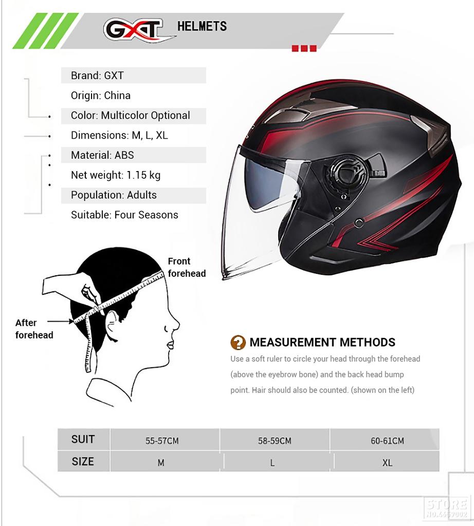 Unisex Safe Head Protection Summer Motorcycle Helmet Double Lens Half Helmet