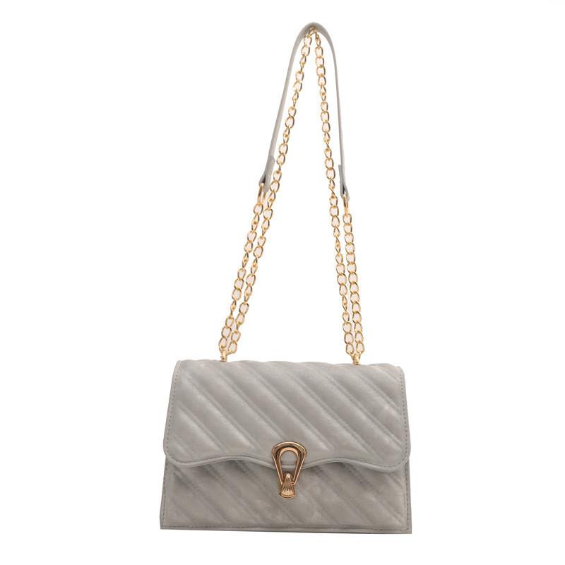 Urban Chic Small Square Bag Fashionable Striped Lock Pu Shoulder Bag For Women серый