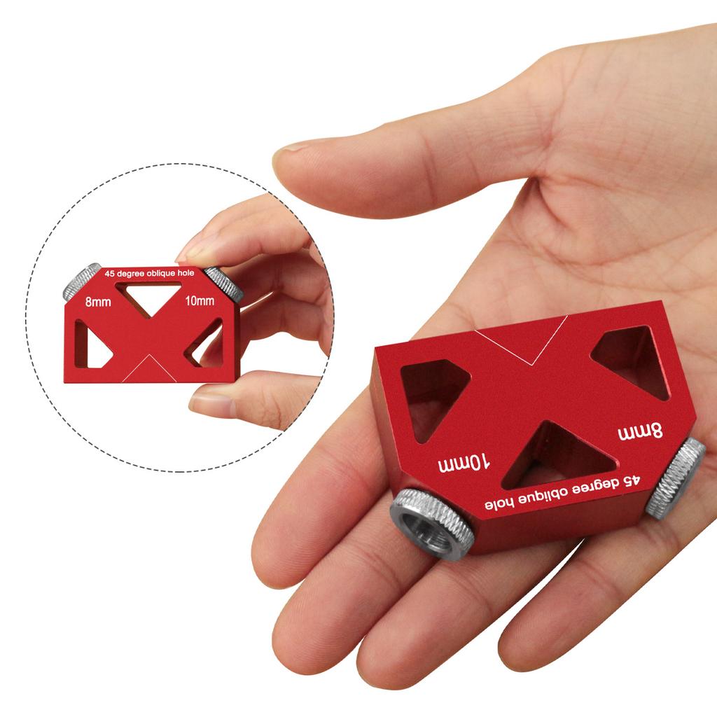 45° Angle Hole Drill Guide or W/ Drill Bit Set, Pocket Hole Jig Woodworking Inclined Hole Fixture Aluminum Positioner Joint Tool